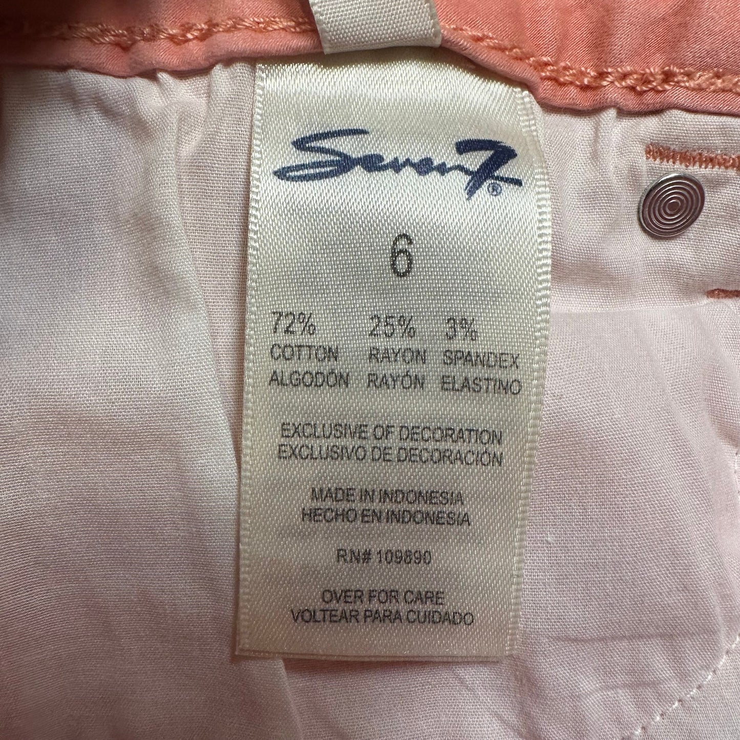 Seven7 Hi Rise Skinny Crop Jeans Women's Size 6 Orange Skin Fit Denim