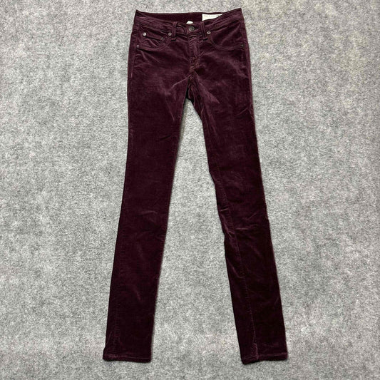 Rag & Bone Women's Velvet Skinny Corduroy Jeans Size 23 Burgundy Dark Wash