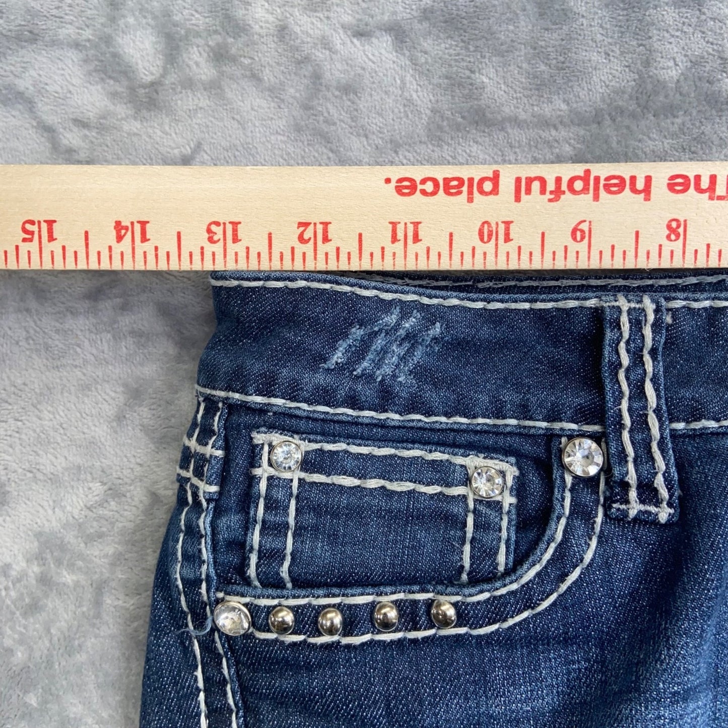 LA Idol Women's Skinny Jeans Size 1 Embellished Blue Dark Wash