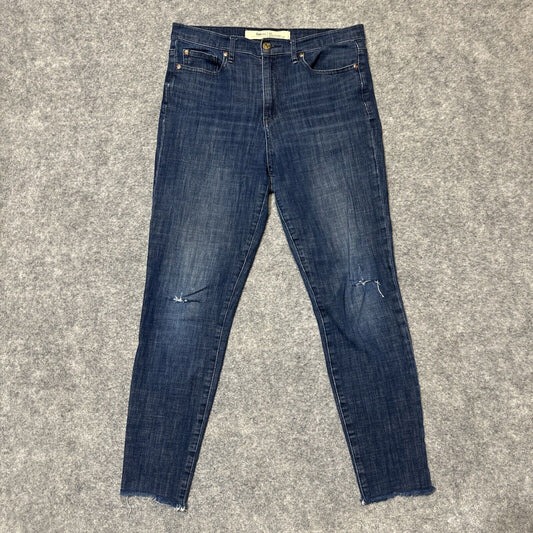Gap 1969 True Skinny Jeans 30R Super High Rise Dark Wash Blue Distressed
