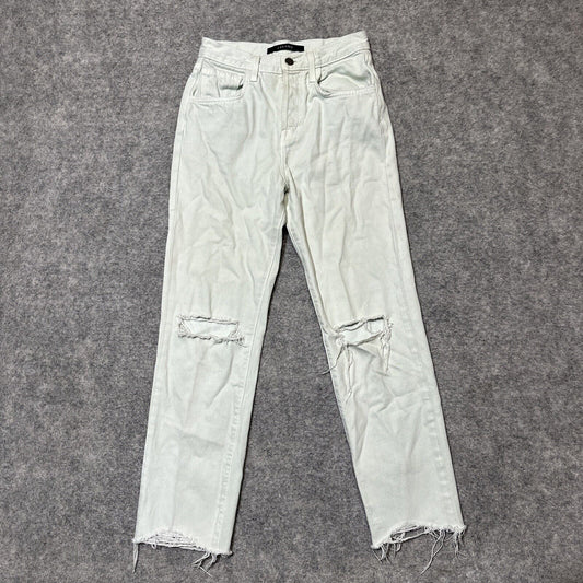 J Brand Wynne Women's Distressed Straight Jeans Sz 24 Spearmint White Denim