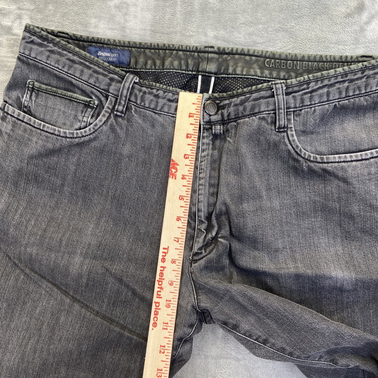 Zegna Sport Regular Fit Carbon Jeans Men's Size 38 Black Denim