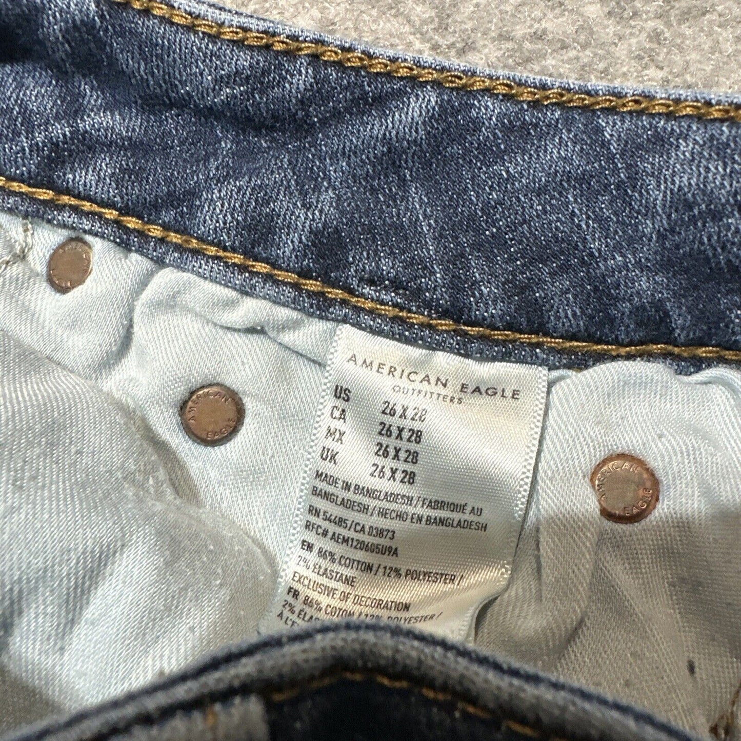 American Eagle Next Level Flex Men's Distressed Slim Straight Jeans Size 26x28
