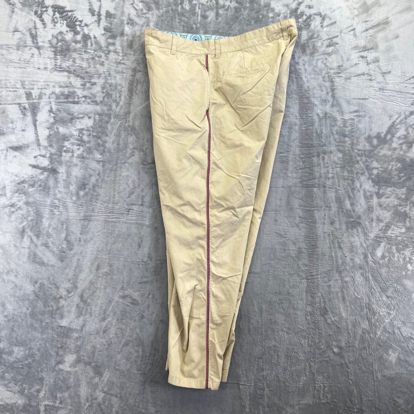 Robert Graham Men's Straight Chino Pants Size 38 Beige Side Stripe