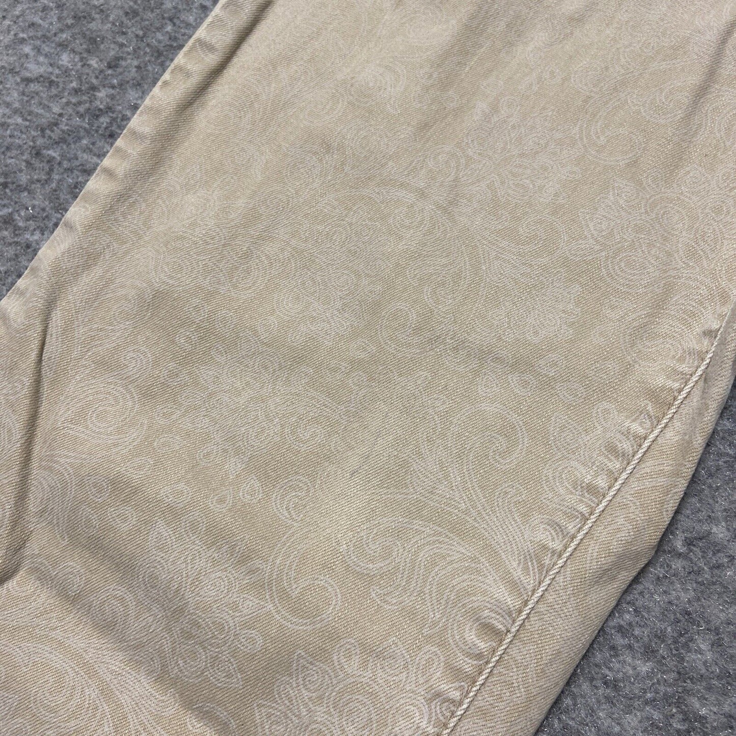 NYDJ Ankle Jeans Women's Size 12 Beige Jacquard Damask Print Patterned Jeans