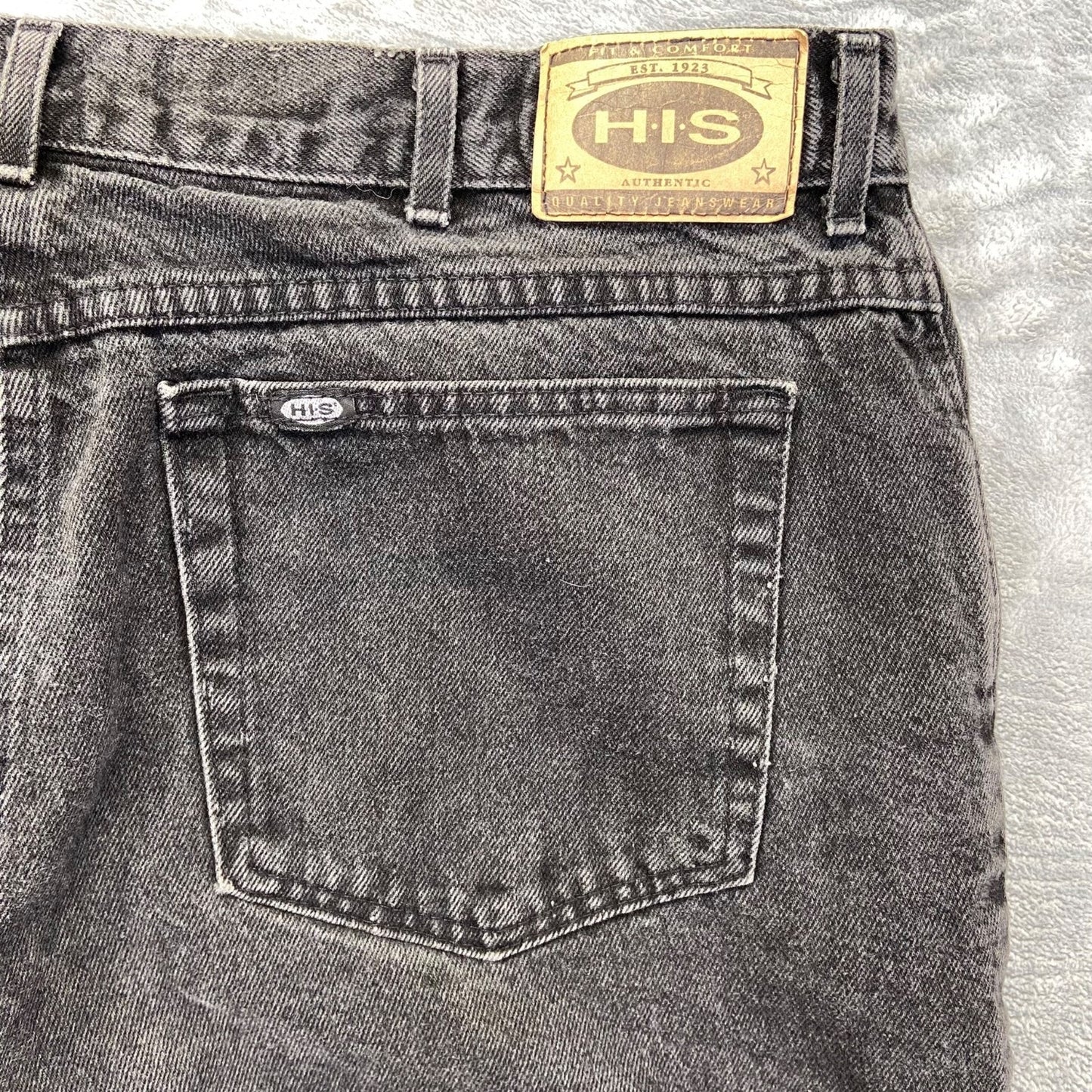 Vintage H.I.S. Straight Leg Jeans Men's 40x32 Black Denim Casual Paint Splatter