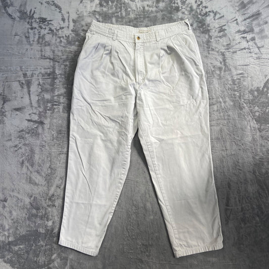 Vintage Bugle Boy Men's Pleated Chino Pants Size 38x30 Beige Khaki 90s Preppy