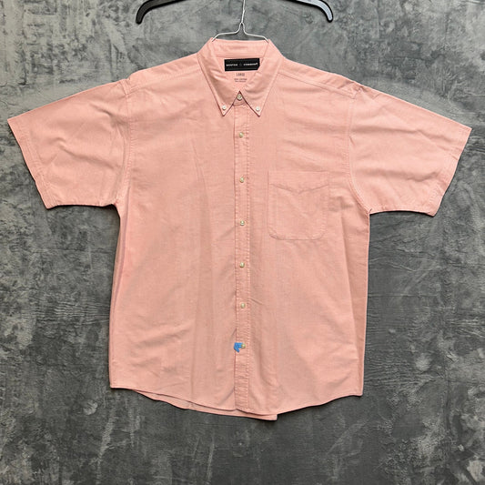 New Boston Common Button Up Short Sleeve Shirt Men's Size L Pink