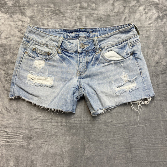 American Eagle Heavy Distressed Cut Off Jean Shorts Women's Size 4 Blue