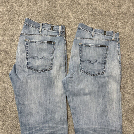Lot of 7 For All Mankind Luxe Performance Slimmy Jeans Mens 38x28 Light Blue