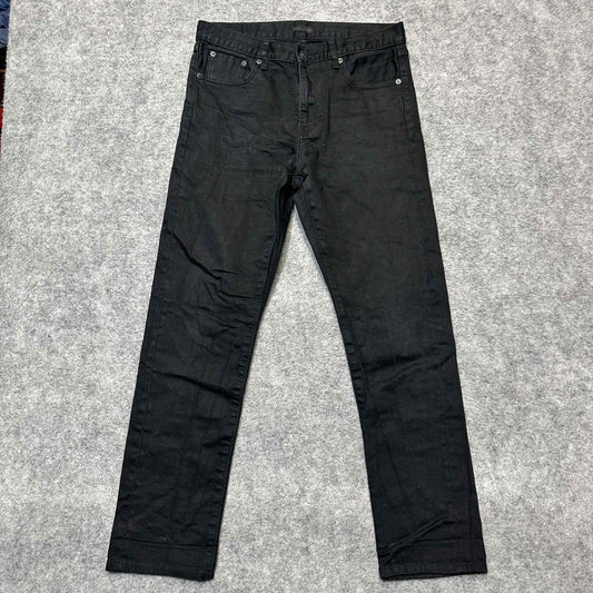 Uniqlo Jeans Men's Straight Button Fly Jeans Size 30x34 Black Dark Wash Denim