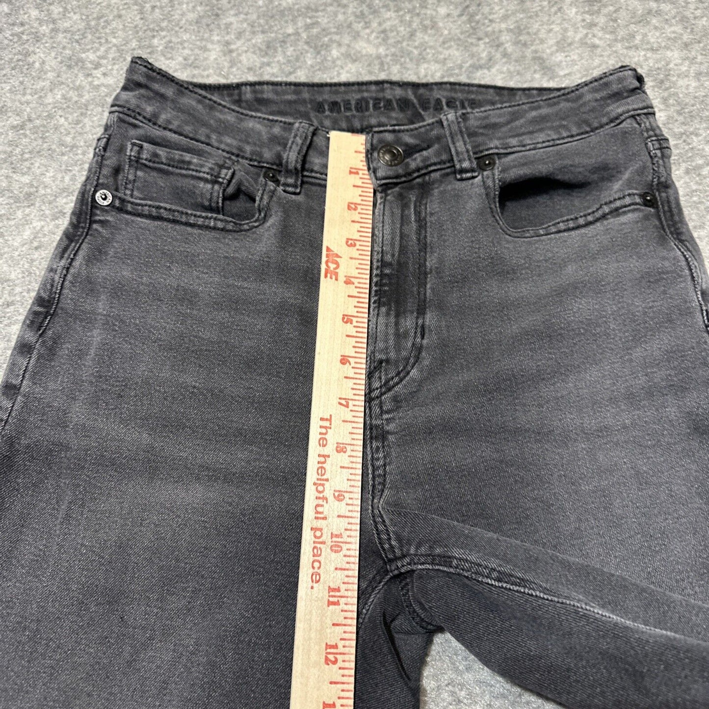 American Eagle Stretch Mom Jean Women's Straight Jeans Size 4 Black Gray Denim