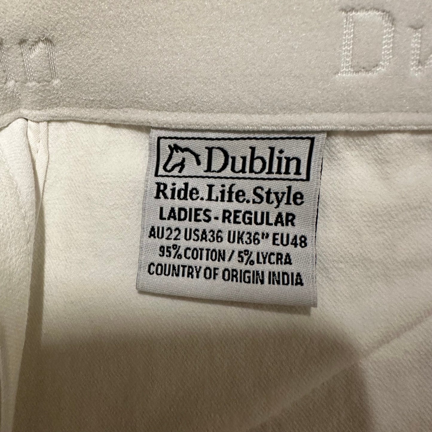 Dublin Nicole Breeches Women's Size 36 Reg White Equestrian Riding Wear