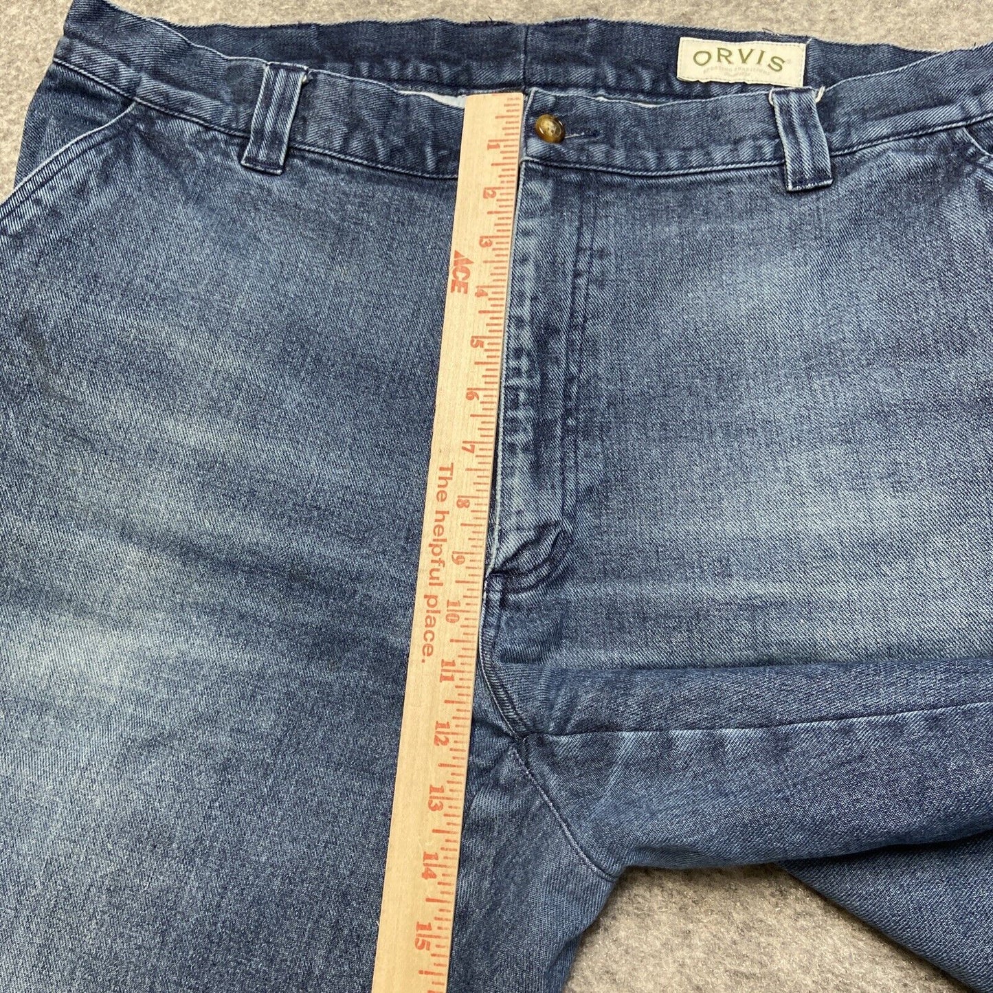 Orvis Straight Jeans Men's Size 42 Blue Dark Wash Denim 100% Cotton Pants