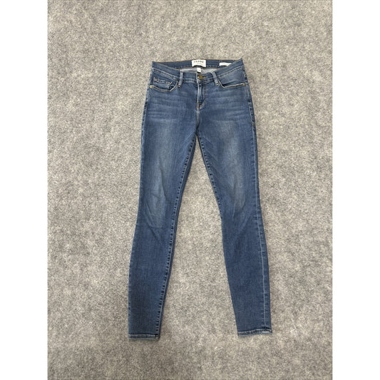 Frame Denim Le Skinny De Jeanne Women's Jeans Size 26 Blue Medium Wash Denim
