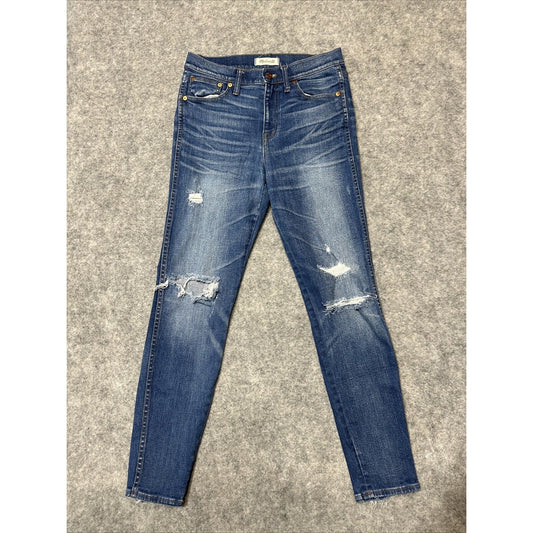 Madewell 9" High Rise Skinny Women's Distressed Jeans Size 29 Blue Wash Denim