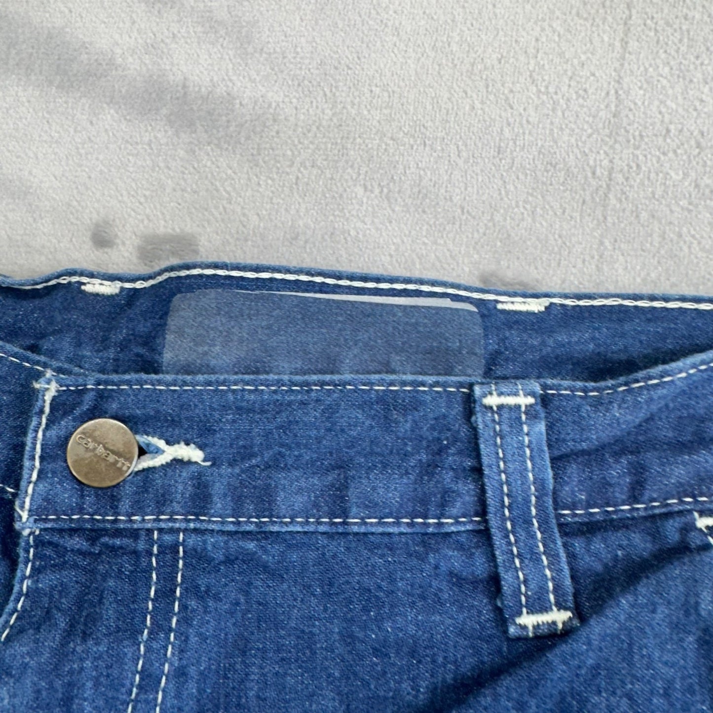 Carhartt Men's Dungaree Fit Straight Jeans 34x30 Blue Dark Wash #2028