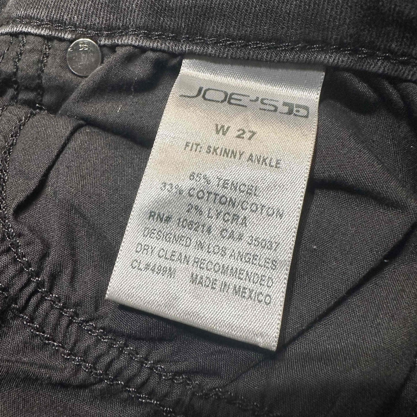 Joe's Womens Frayed Hem Ankle Skinny Jeans Size 27 Black Dark Wash Denim