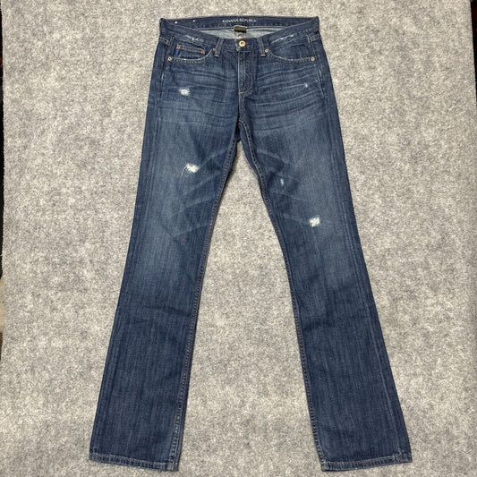 Banana Republic Men's Distressed Straight Jeans Size 28 Blue Dark Wash Denim