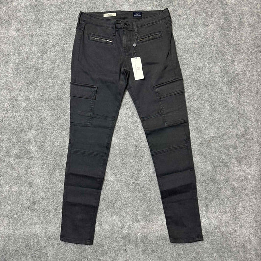 New AG Adriano Goldschmied The Tyler Cargo Women's Skinny Ankle Jeans 27R Black