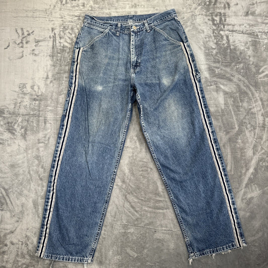 Vintage Wrangler Hero Stripe Sides Carpenter Jeans Mens 33x32 Blue