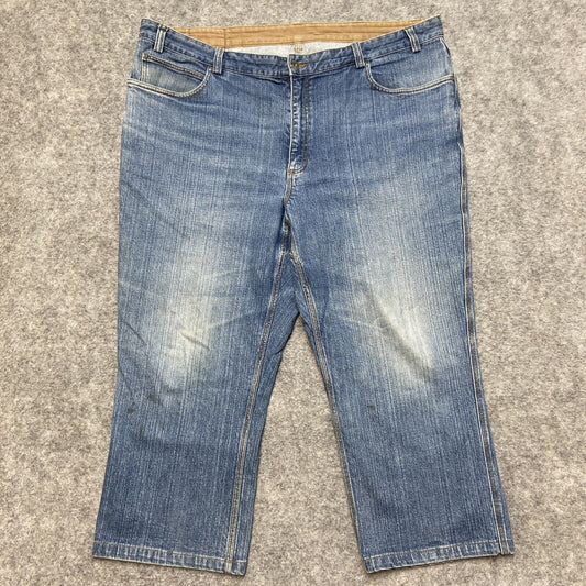 Duluth Trading Straight Jeans Men's Size 46x27 Blue Faded Denim Work Jeans