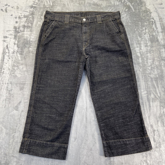 Levi's Straight Cuffed Capri Jeans Women's Size 16 Mis Black Denim