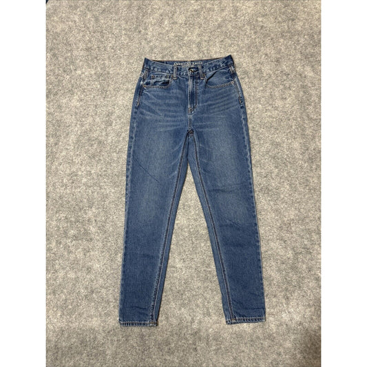 American Eagle Mom Jean Women's Jeans Size 2 Blue Light Wash Denim