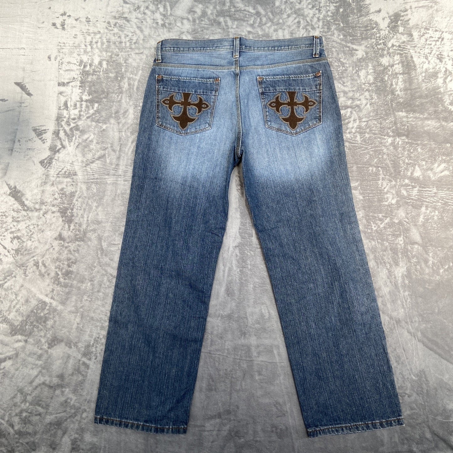 Vintage DKNY Embroidered Straight Jeans Men's Size 36x30 Blue Denim