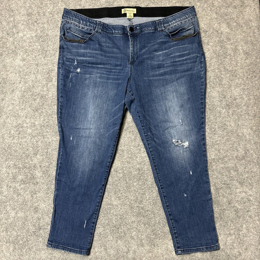 Democracy Distressed AB Technology Skinny Jeans Women's Size 24W Dark Blue Denim