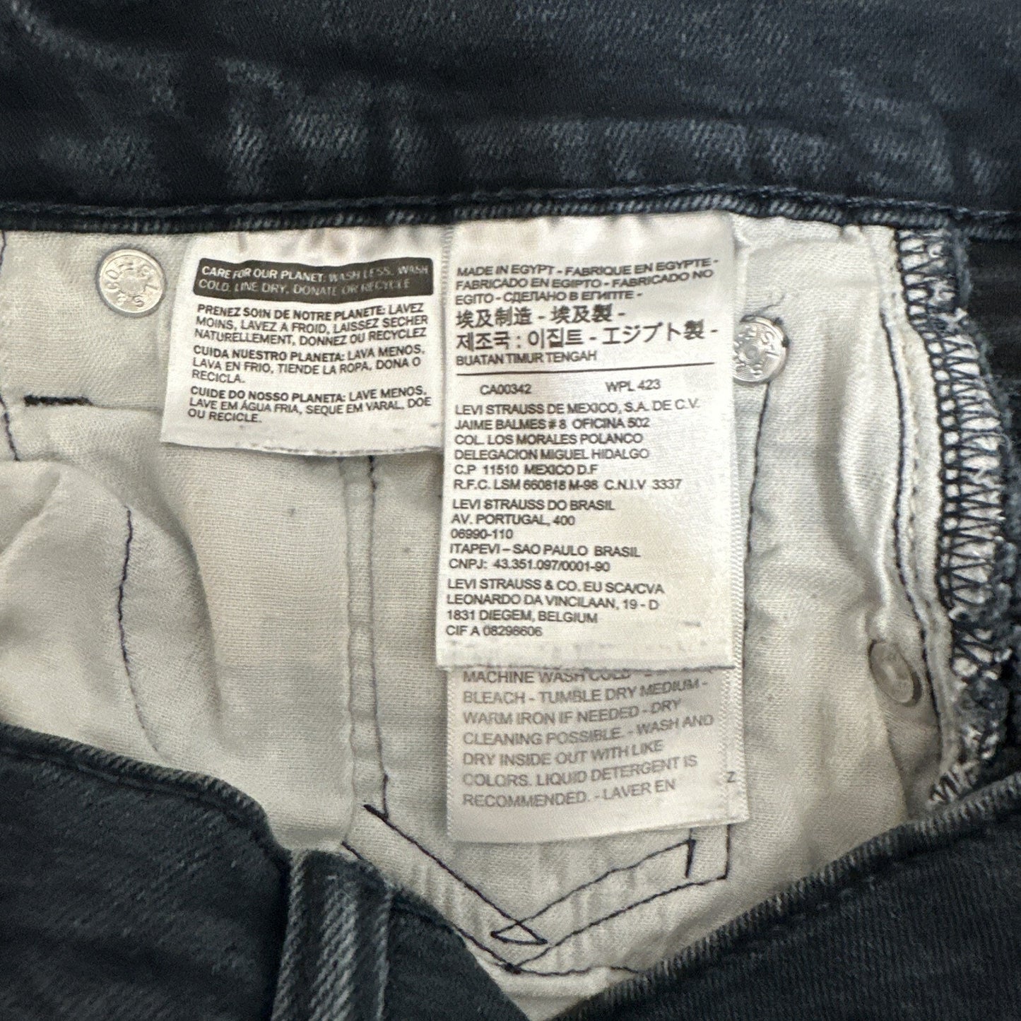 Levi's 502 Jeans Mens 29x32 Black Regular Taper Mid Rise Dark Wash Denim Zip