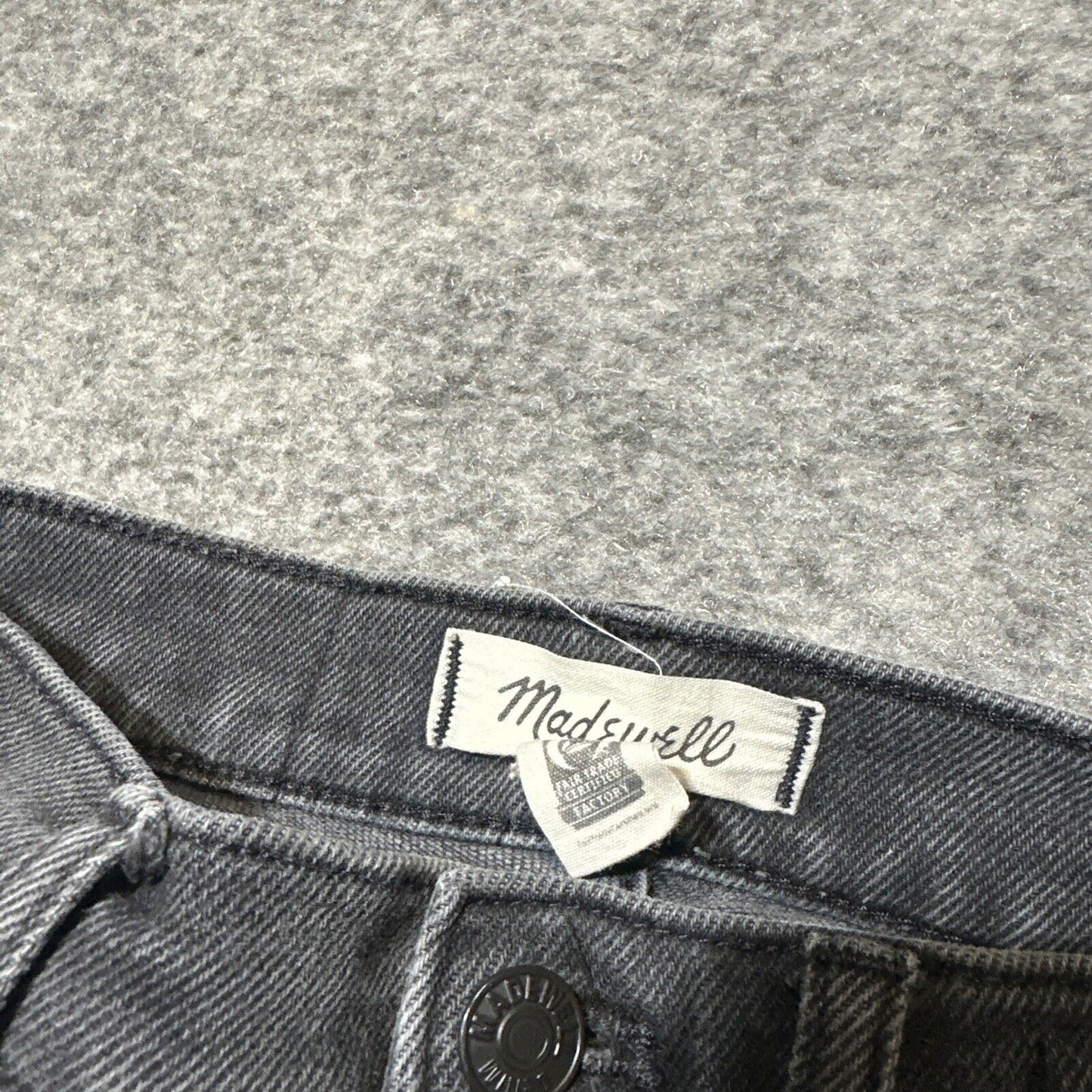 Madewell 10" High Rise Skinny Jeans Women's Size 26 Dark Gray Black Denim