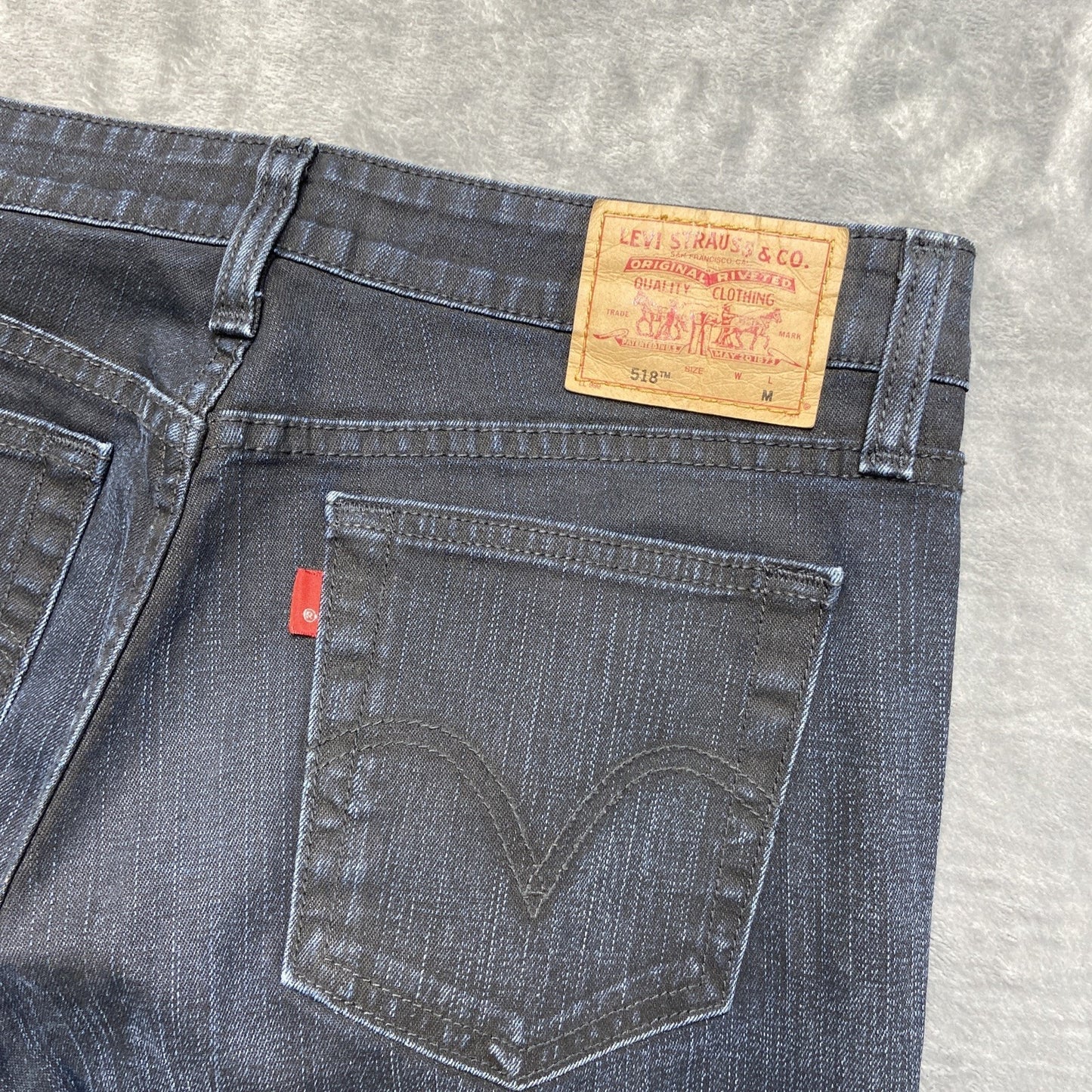 New Levi's 518 Superlow Stretch Bootcut Coated Jeans Women's Size 7 JR M Blue