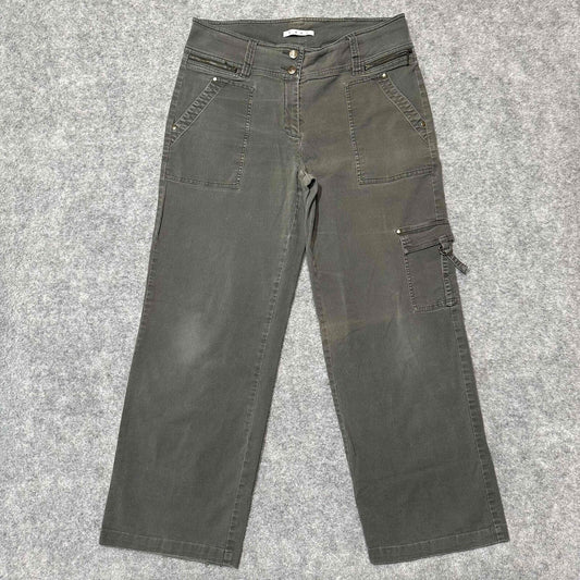 CAbi Women's Bootcut Cargo Multiple Pocket Jeans Size 12 Black Dark Wash Denim