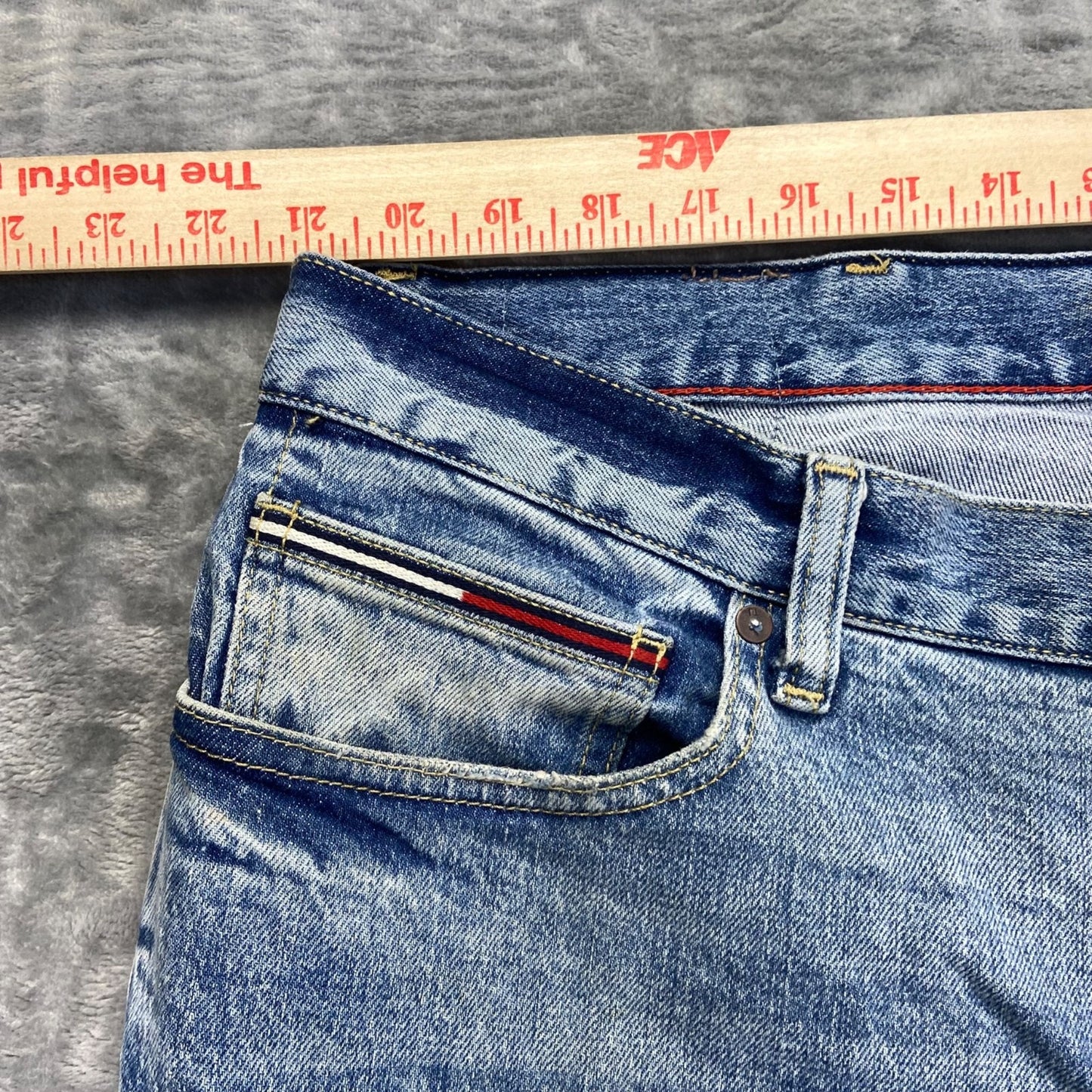 Tommy Jeans Distressed Straight Men's Jeans 40x32 Light Blue Denim