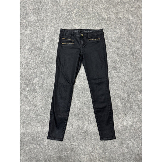 The Limited Denim Women's Legging Jean Size 4 Glittery Black Dark Wash Denim