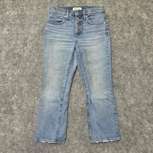 Madewell Women's Button Fly Cropped High Rise Cali Demi Boot Jeans Size 25 Blue