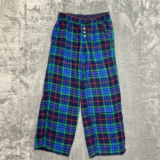 Aerie Checked Out Wide Leg Pajama Pants Women’s Size S Reg Plaid Green Blue Red