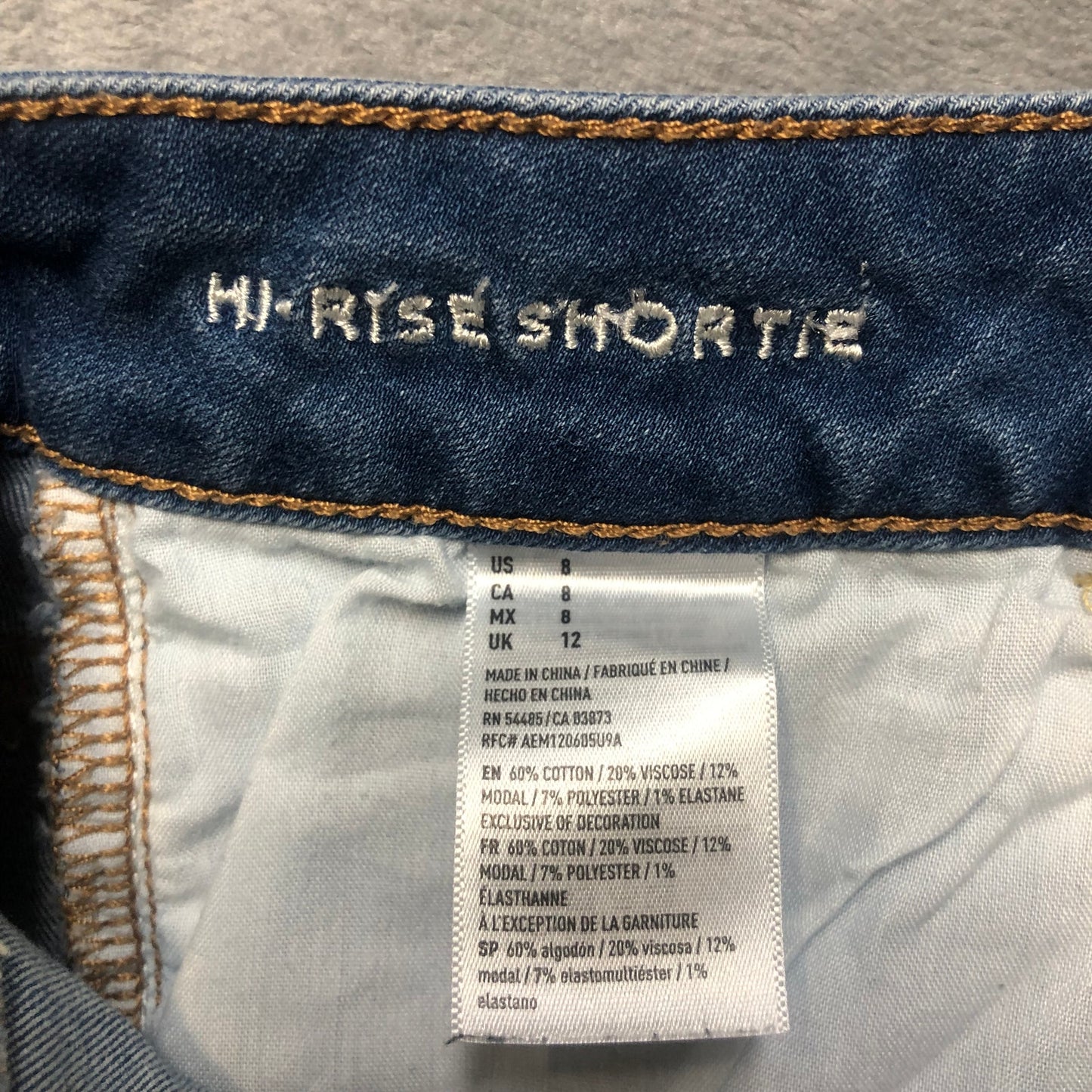 American Eagle Super Flex Hi-Rise Shortie Cut-Off Shorts Women's Size 8 Blue