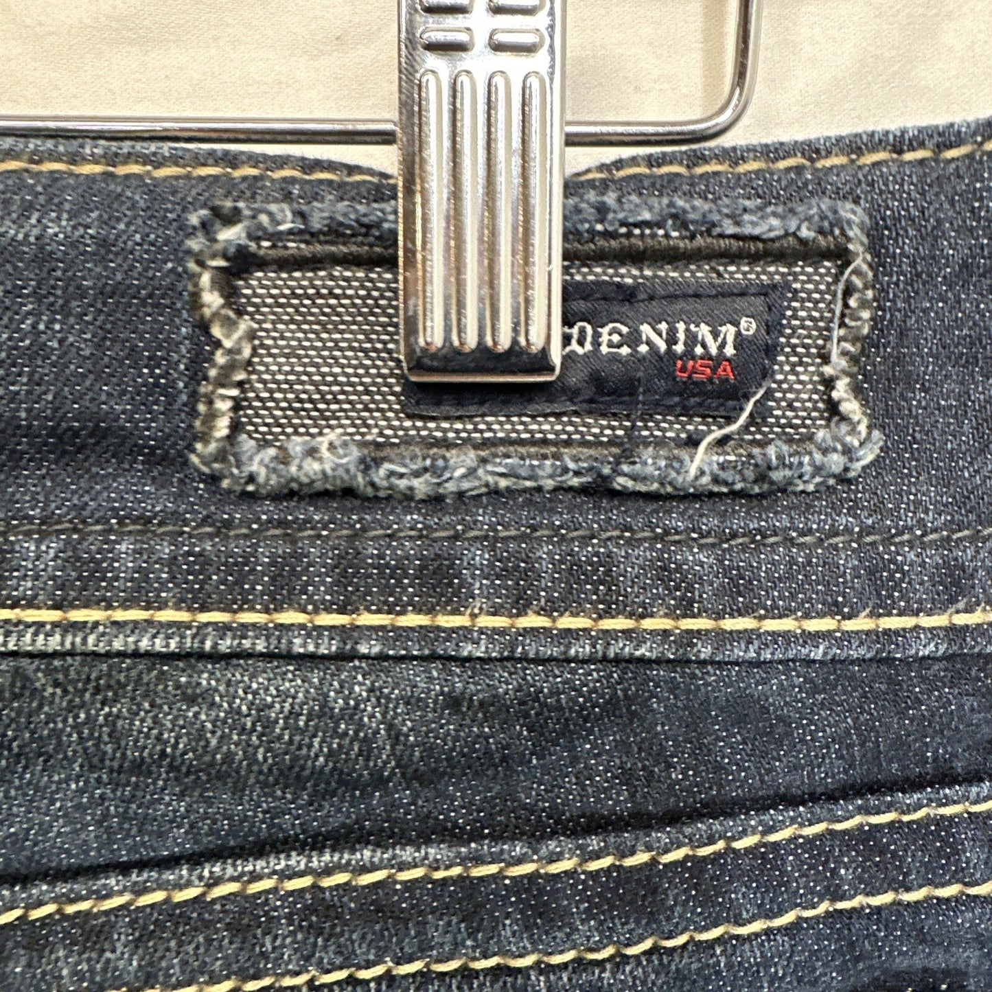 Mek Denim Jeans Women’s 27x34 Madeira Wide Leg Flare Blue Dark Wash