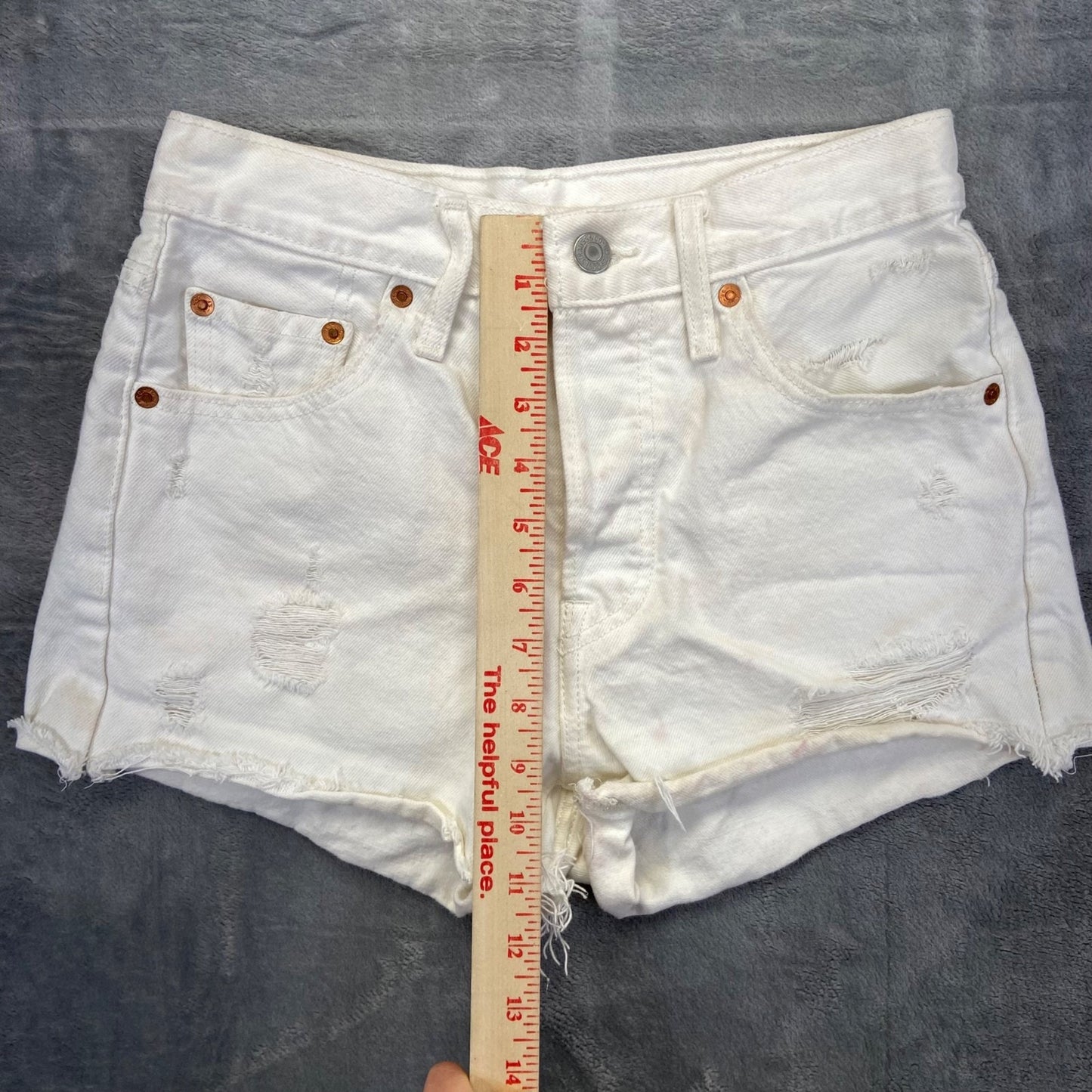 Levi's 501 Distressed Cutoff Denim Shorts Women Sz 25 White 100% Cotton MSRP $70