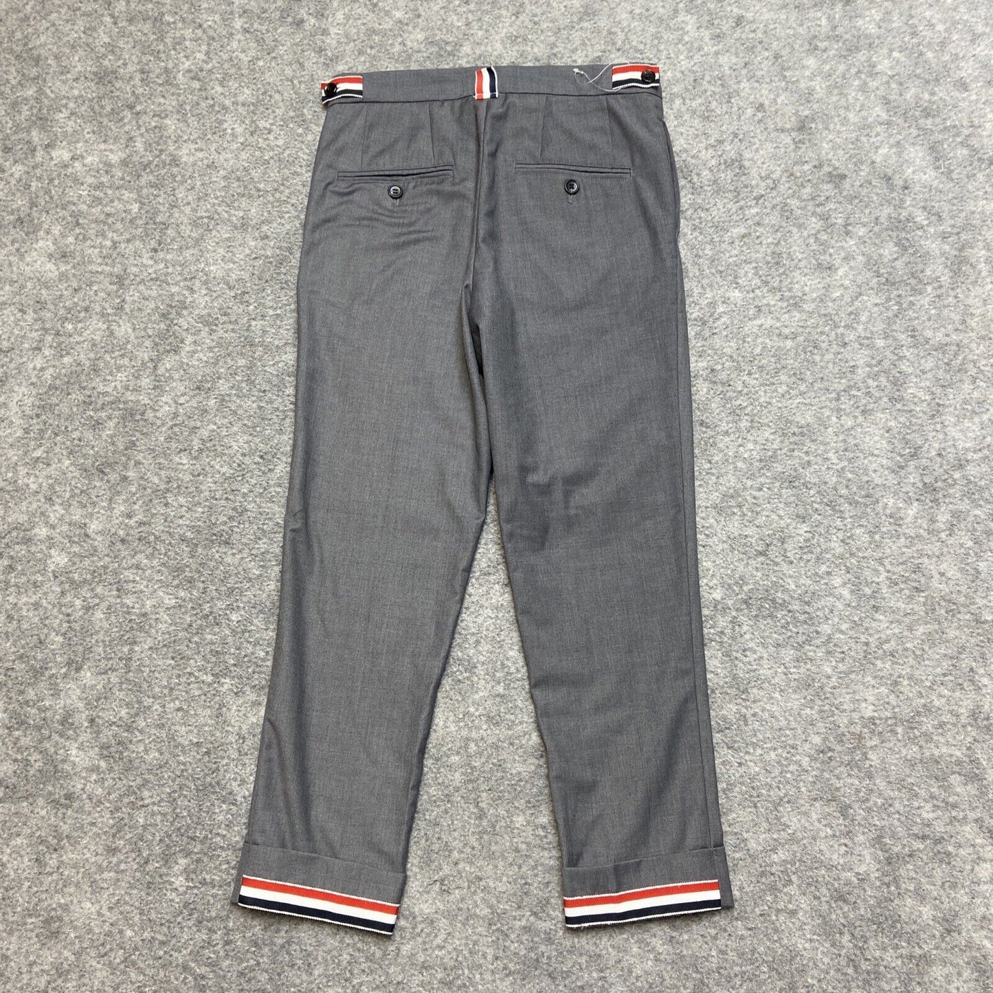 Thom Browne Wool Dress Pants Women's Size 0 Gray Cupro Lined Cuffed Pants