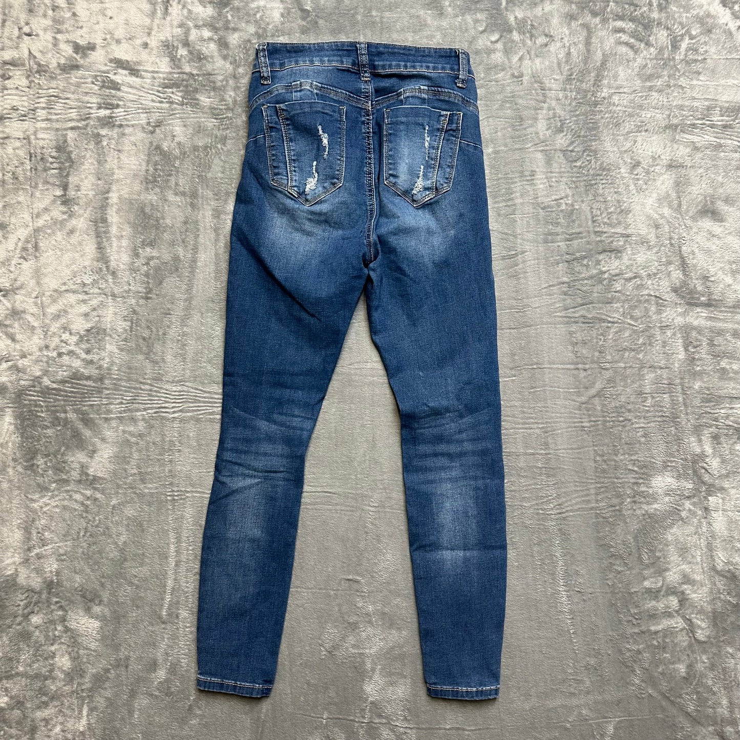Wax Distressed Butt I Love You Skinny Jeans Women's Size 26 Blue Denim