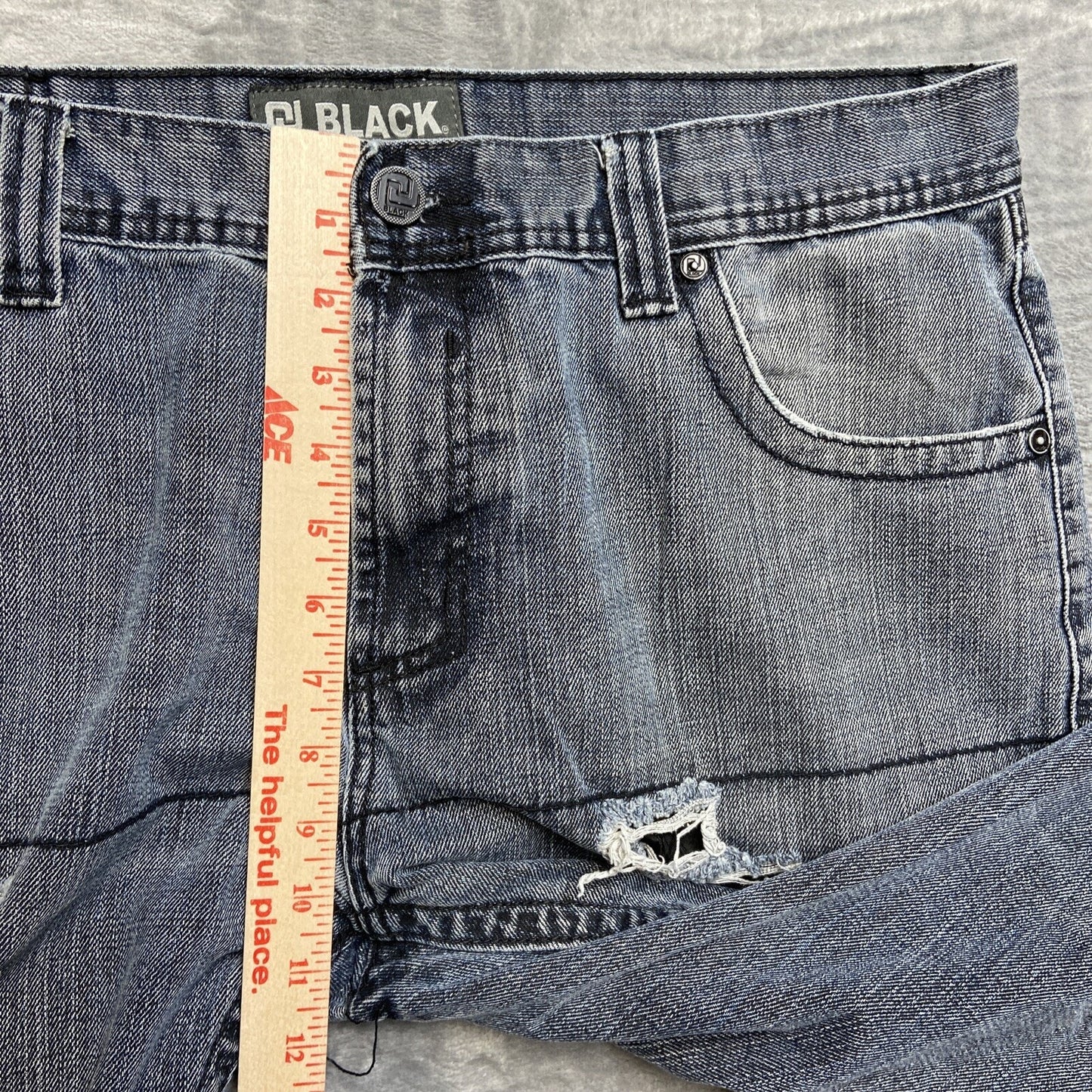 CJ Black Slim Straight Jeans Men’s 38x32 Denim Black Light Wash Distressed