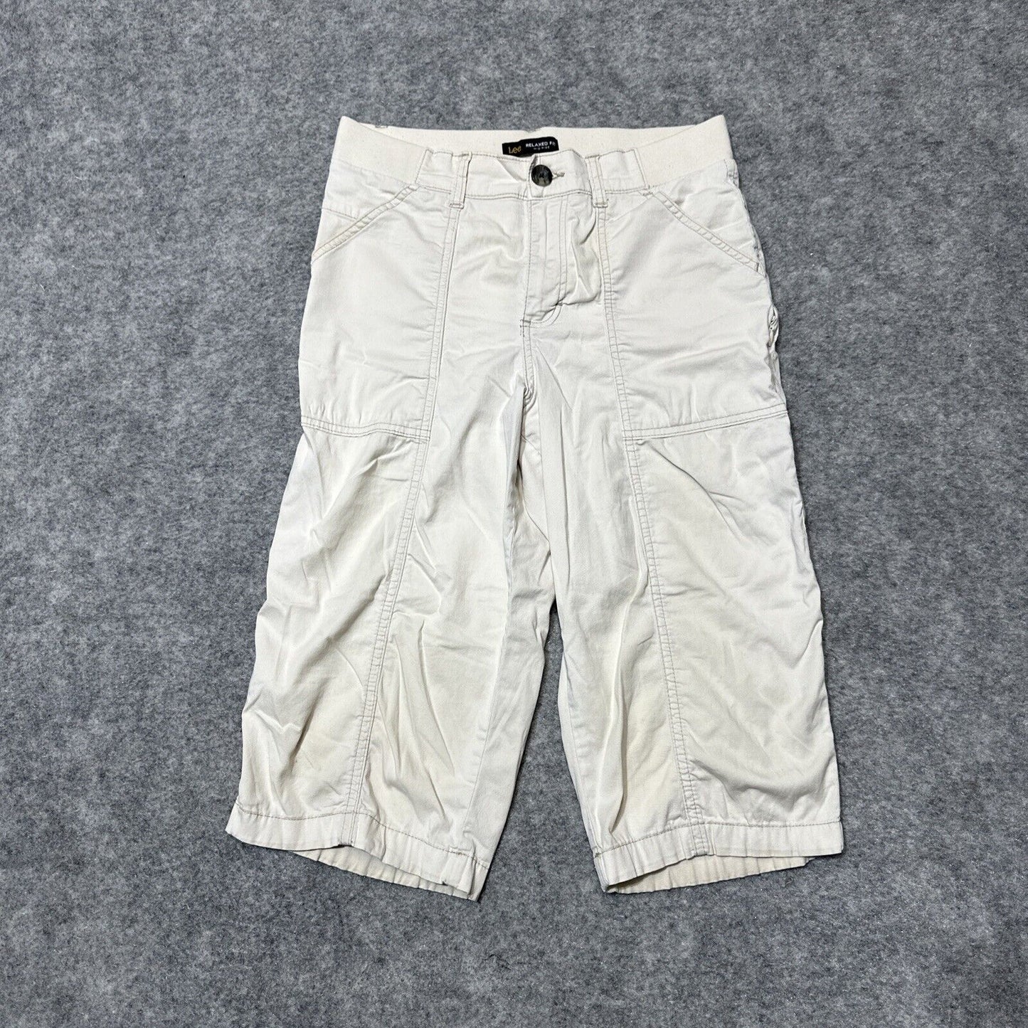 Lee Relaxed Fit Mid Rise Women's Cropped Pants Size 6M Medium White Pants