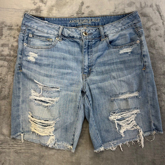 American Eagle Women's Tomgirl Bermuda Shorts Size 8 Light Wash