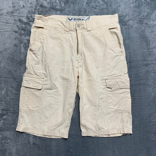 Avirex Plaid Cargo Shorts Men's Size 34 Beige Cream Shorts