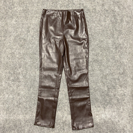 Suzanne Betro Faux Leather Leggings Women's Size M Brown Pull on Side Zip Pants