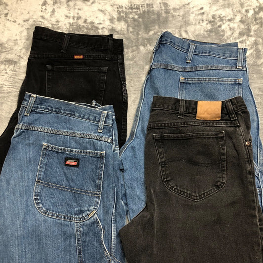 Wholesale Lot of 4 Work Jeans Men's Size 40x30 Blue Black Grade A / B
