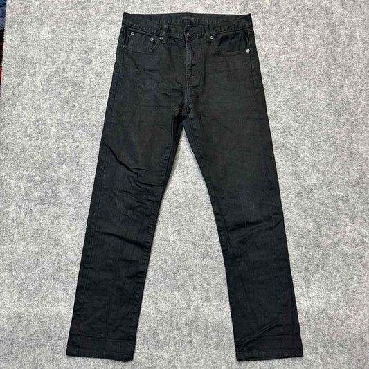 Uniqlo Jeans Men's Straight Button Fly Jeans Size 30x34 Black Dark Wash Denim